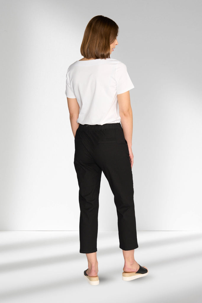 Vassalli 7/8 Slim Leg Elastic Waist Pants Black From BoxHill