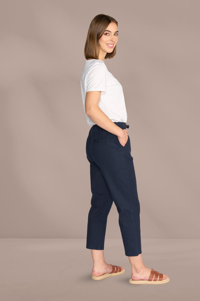 Vassalli 7/8 Slim Leg Elastic Waist Pants Ink From BoxHill
