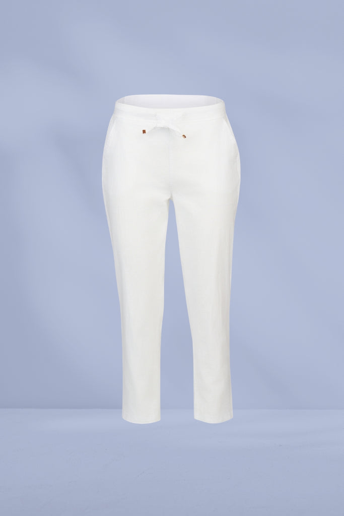 Vassalli 7/8 Slim Leg Elastic Waist Pants White From BoxHill
