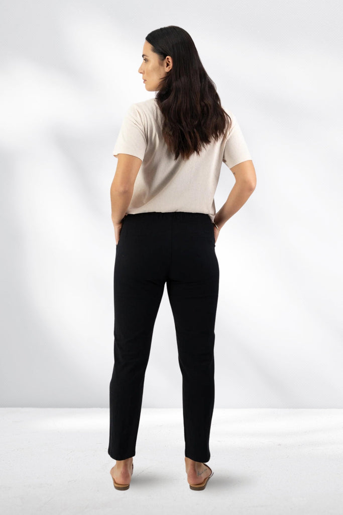 Vassalli Ankle Grazer Slim Leg Elastic Waist Pants Black From BoxHill