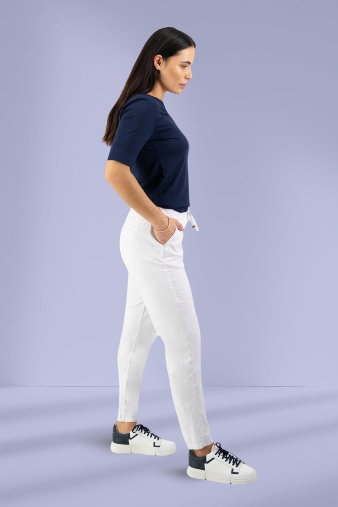 Vassalli Ankle Grazer Slim Leg Elastic Waist Pants White From BoxHill