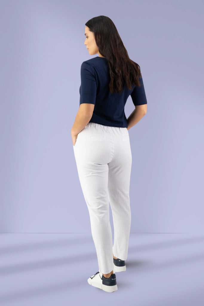 Vassalli Ankle Grazer Slim Leg Elastic Waist Pants White From BoxHill