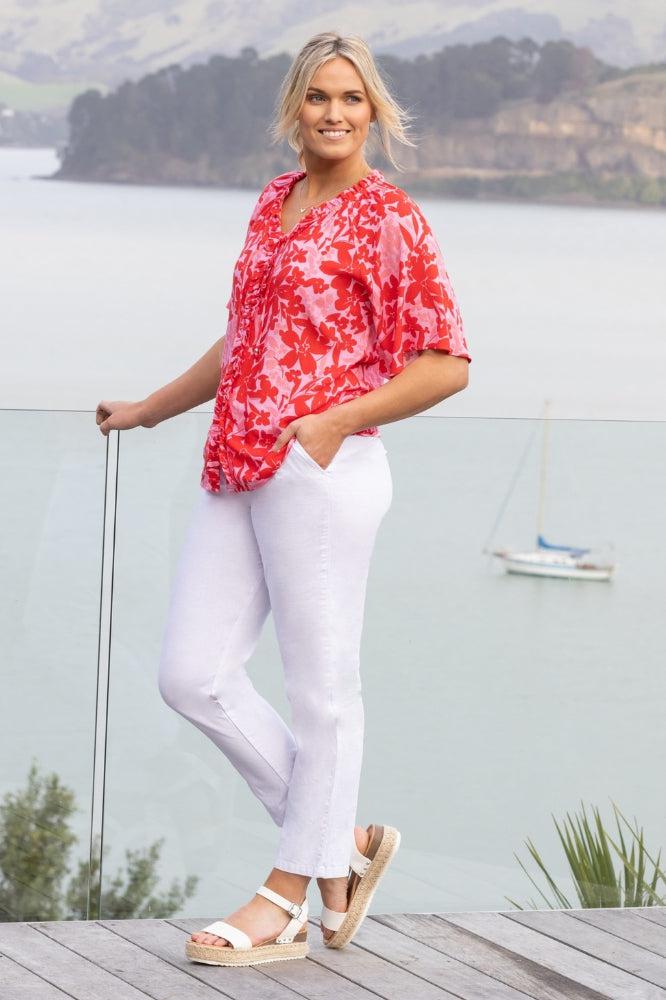 Vassalli Ankle Grazer Slim Leg Elastic Waist Pants White From BoxHill