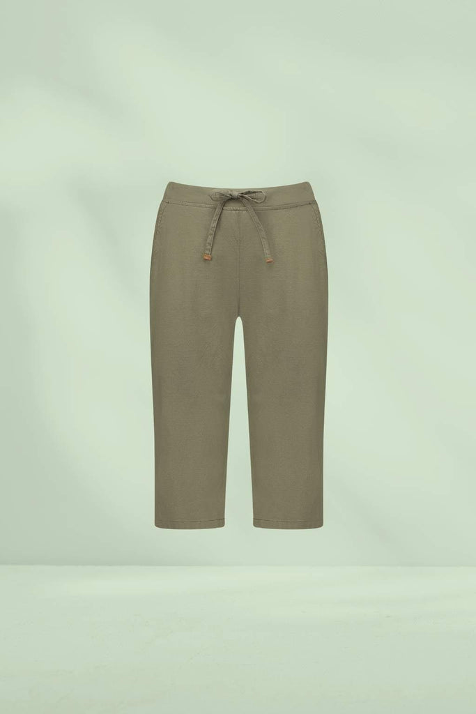 Vassalli Below Knee Slim Leg Elastic Waist Pants Army From BoxHill