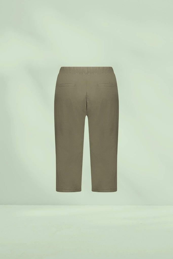Vassalli Below Knee Slim Leg Elastic Waist Pants Army From BoxHill