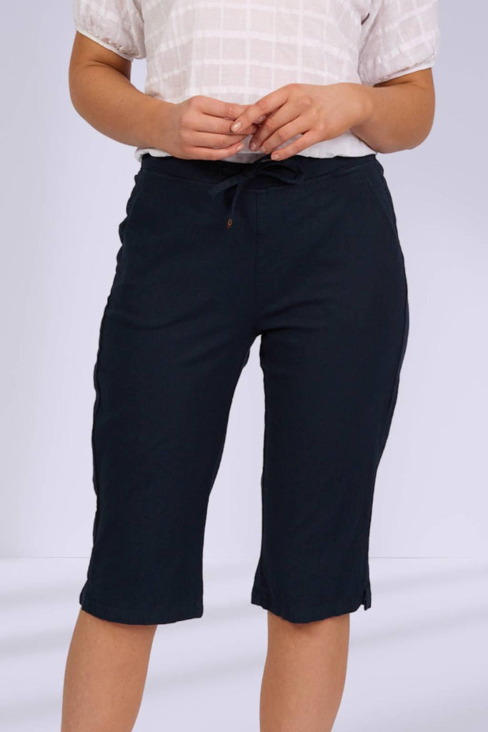 Vassalli Below Knee Slim Leg Elastic Waist Pants Ink From BoxHill