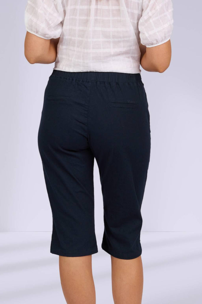 Vassalli Below Knee Slim Leg Elastic Waist Pants Ink From BoxHill