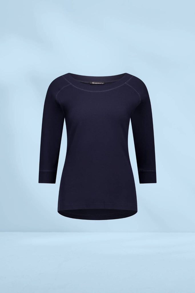 Vassalli Boat Neck 3/4 Sleeve Top Ink From BoxHill