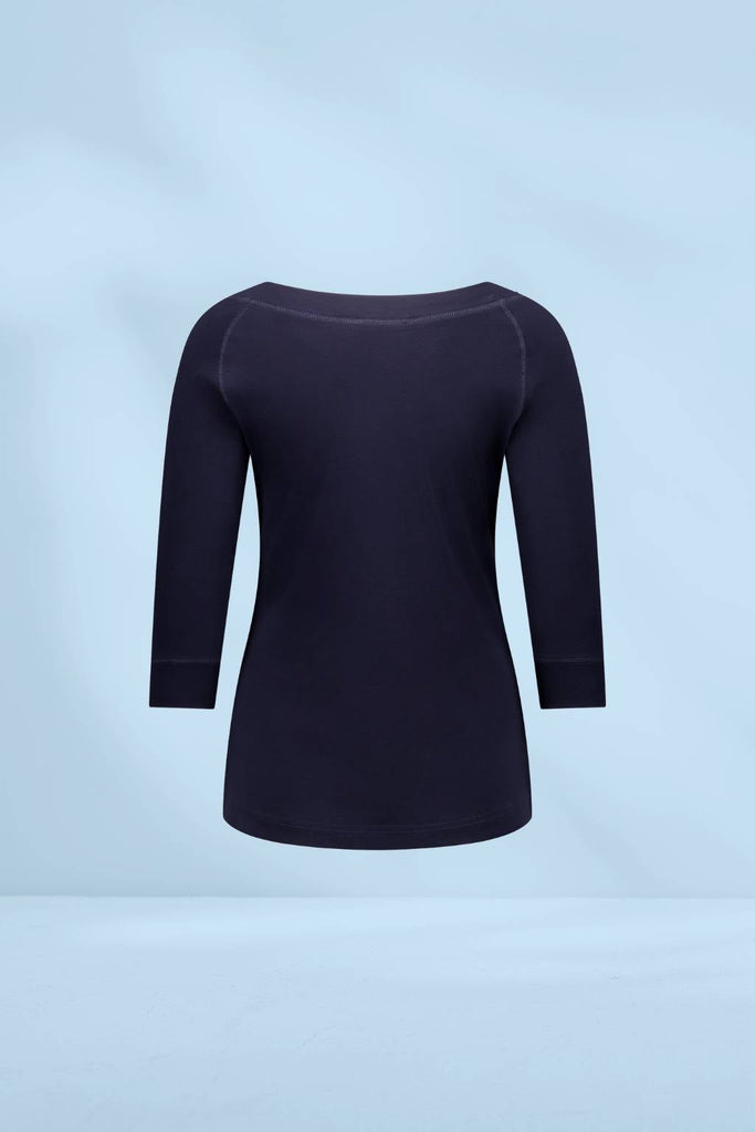 Vassalli Boat Neck 3/4 Sleeve Top Ink From BoxHill