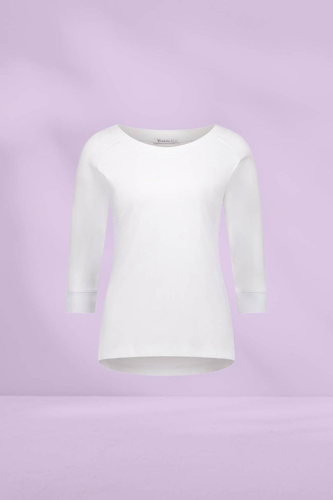 Vassalli Boat Neck 3/4 Sleeve Top White From BoxHill
