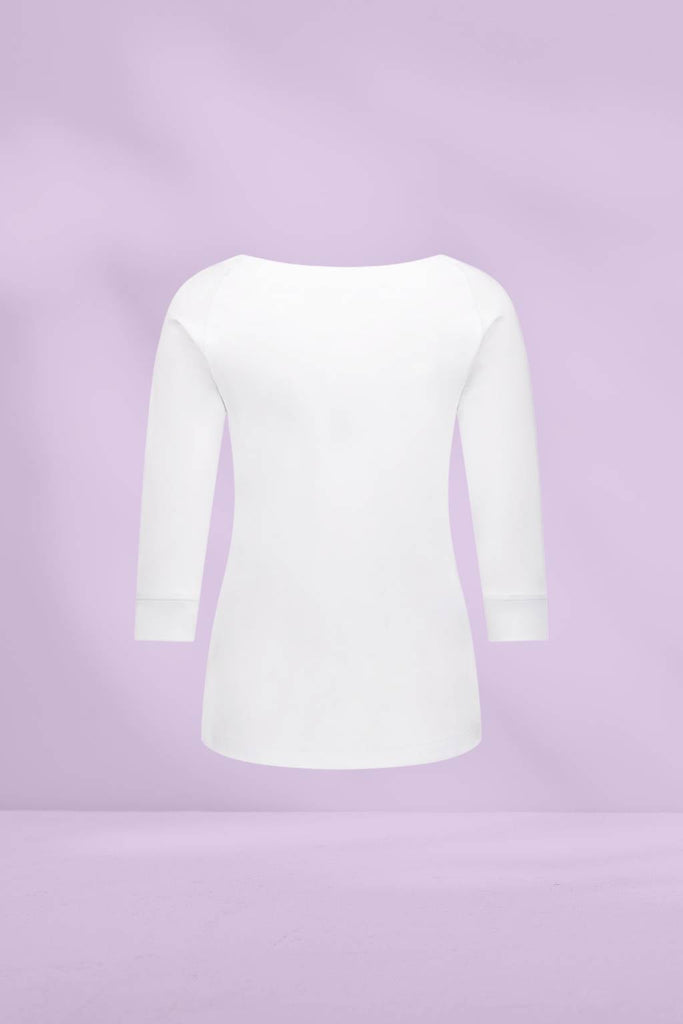 Vassalli Boat Neck 3/4 Sleeve Top White From BoxHill