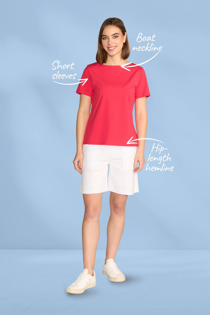 Vassalli Boat Neck Top Cherry From BoxHill