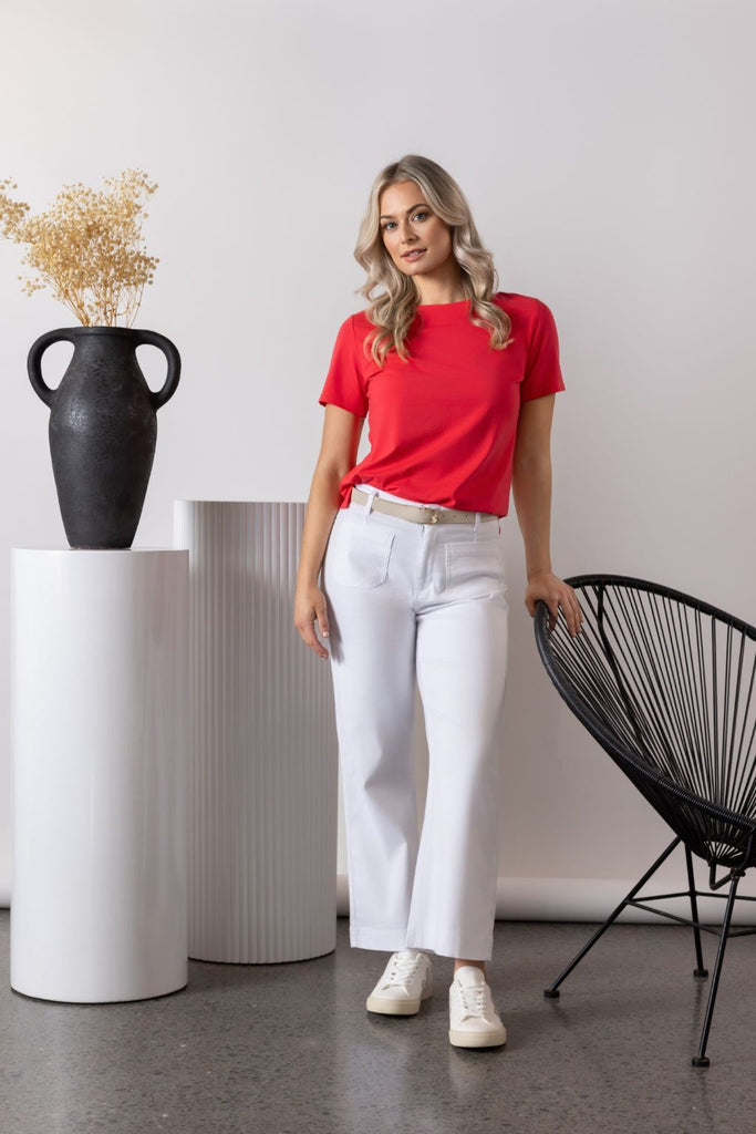 Vassalli Boat Neck Top Cherry From BoxHill