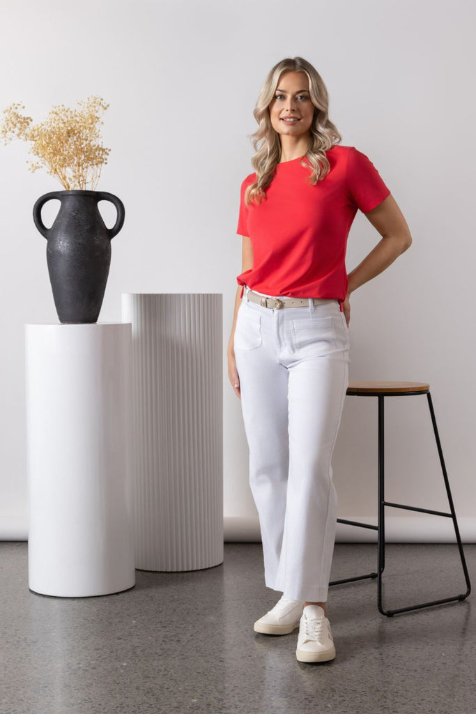 Vassalli Boat Neck Top Cherry From BoxHill