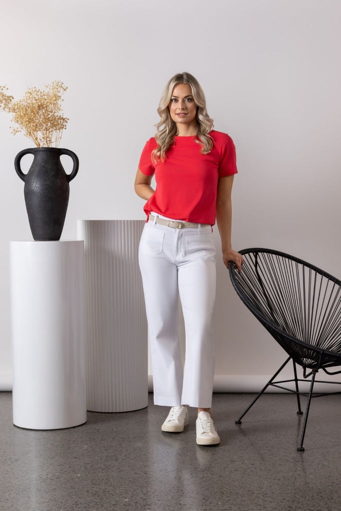 Vassalli Boat Neck Top Cherry From BoxHill