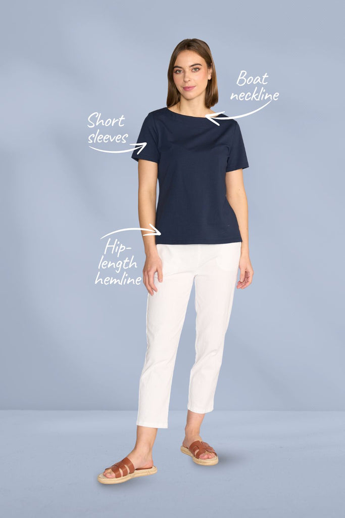 Vassalli Boat Neck Top Ink From BoxHill