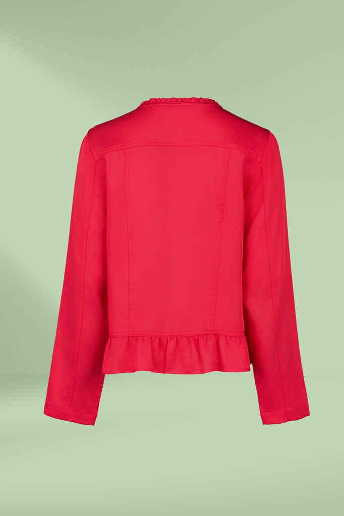 Vassalli Button Up Frill Hem Jacket Cherry From BoxHill