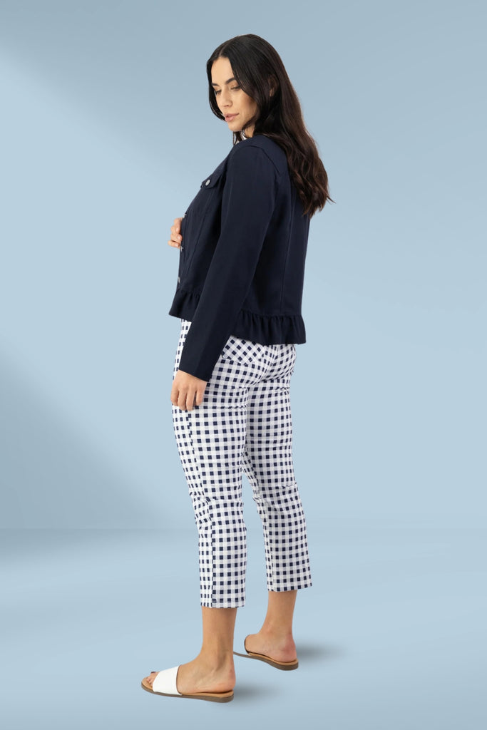 Vassalli Button Up Jacket Frill Hem Ink From BoxHill