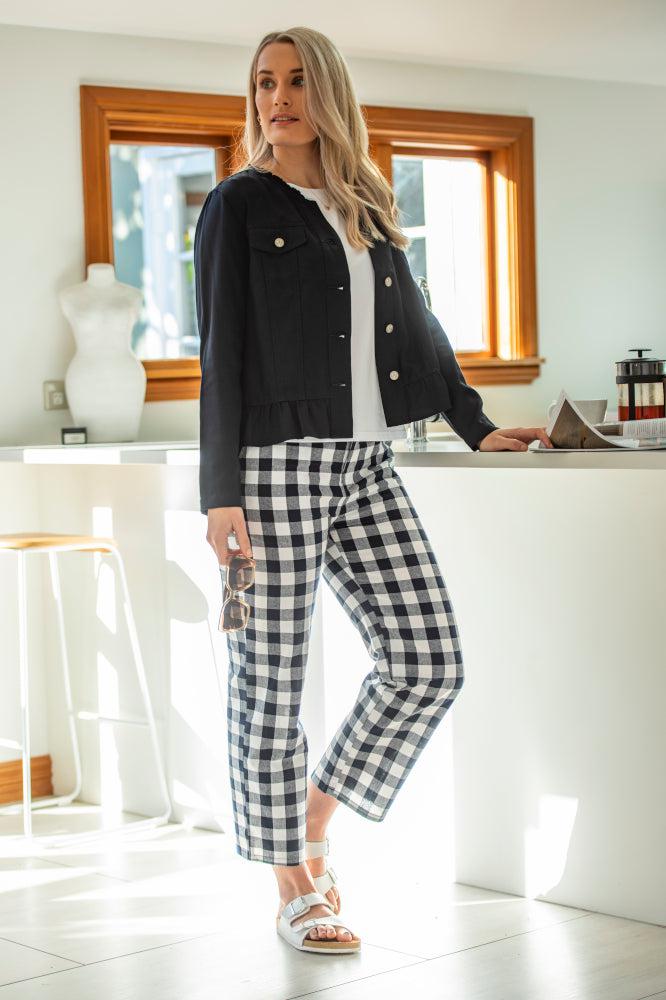 Vassalli Button Up Jacket Frill Hem Ink From BoxHill