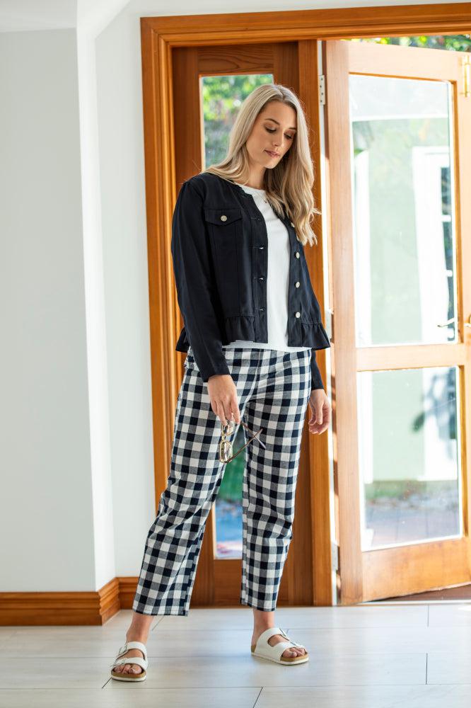 Vassalli Button Up Jacket Frill Hem Ink From BoxHill