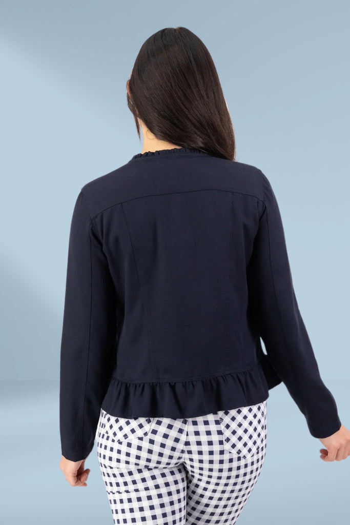 Vassalli Button Up Jacket Frill Hem Ink From BoxHill