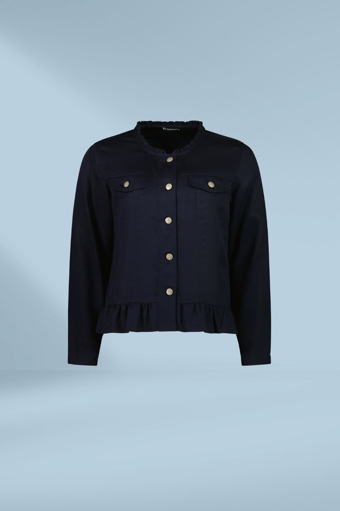 Vassalli Button Up Jacket Frill Hem Ink From BoxHill