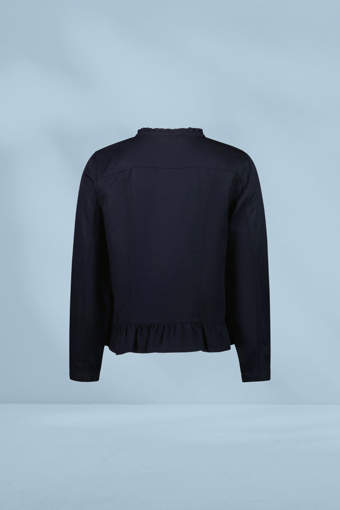 Vassalli Button Up Jacket Frill Hem Ink From BoxHill