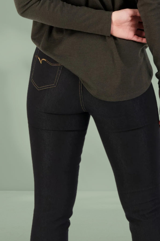 Vassalli Contrast Stitch Pull Up Denim Pants Black From BoxHill