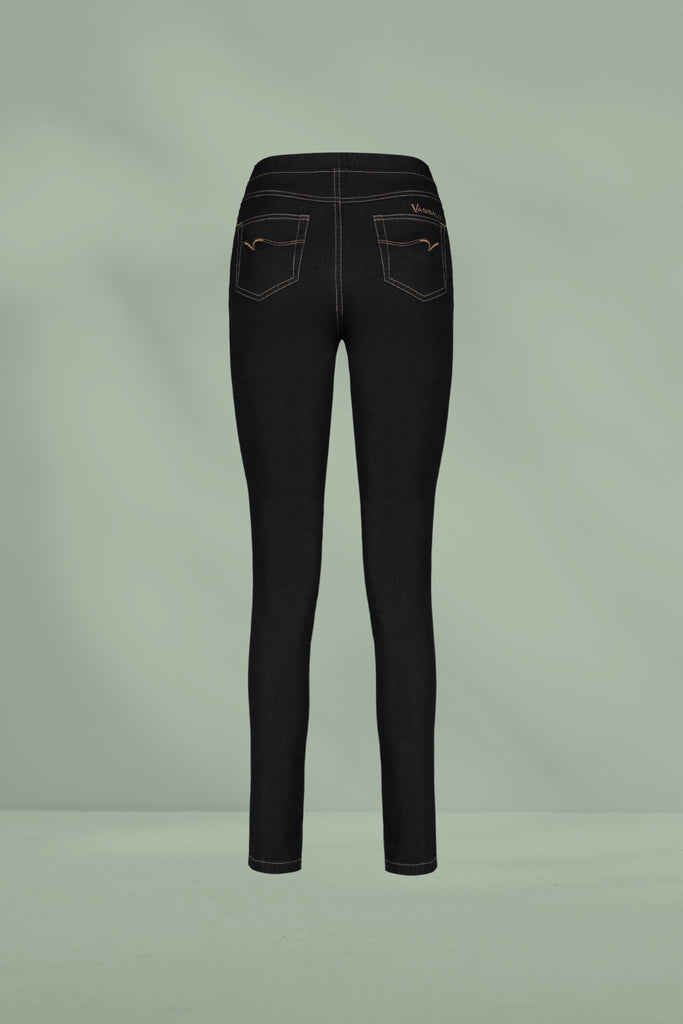 Vassalli Contrast Stitch Pull Up Denim Pants Black From BoxHill