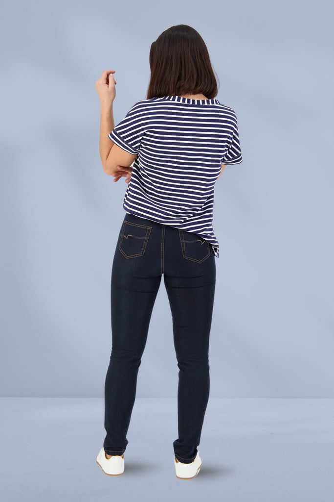 Vassalli Contrast Stitch Pull Up Denim Pants Indigo From BoxHill