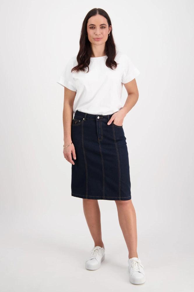 Vassalli Denim Skirt With Contrast Stitch Indigo From BoxHill