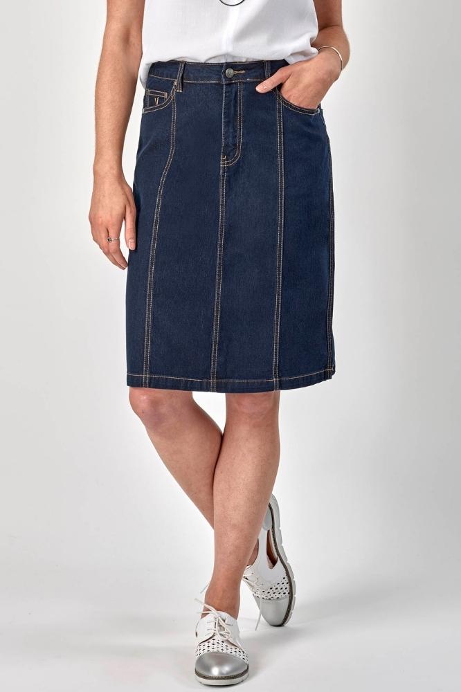 Vassalli Denim Skirt With Contrast Stitch Indigo From BoxHill