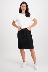Vassalli Denim Skirt With Contrast Stitching Black From BoxHill