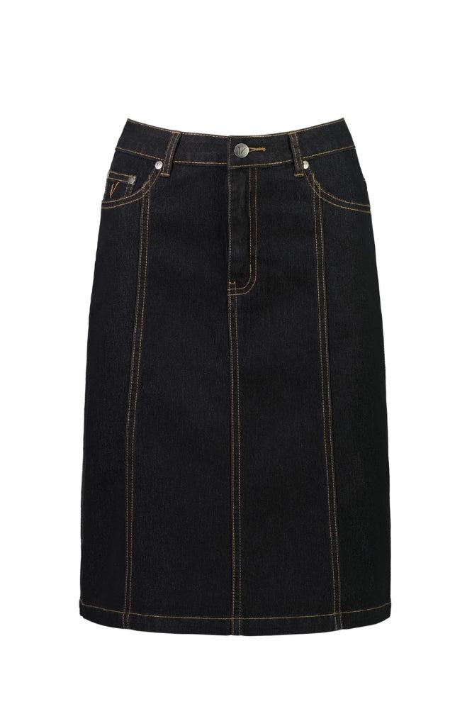 Vassalli Denim Skirt With Contrast Stitching Black From BoxHill