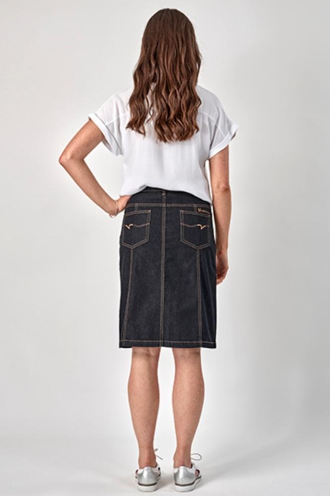 Vassalli Denim Skirt With Contrast Stitching Black From BoxHill