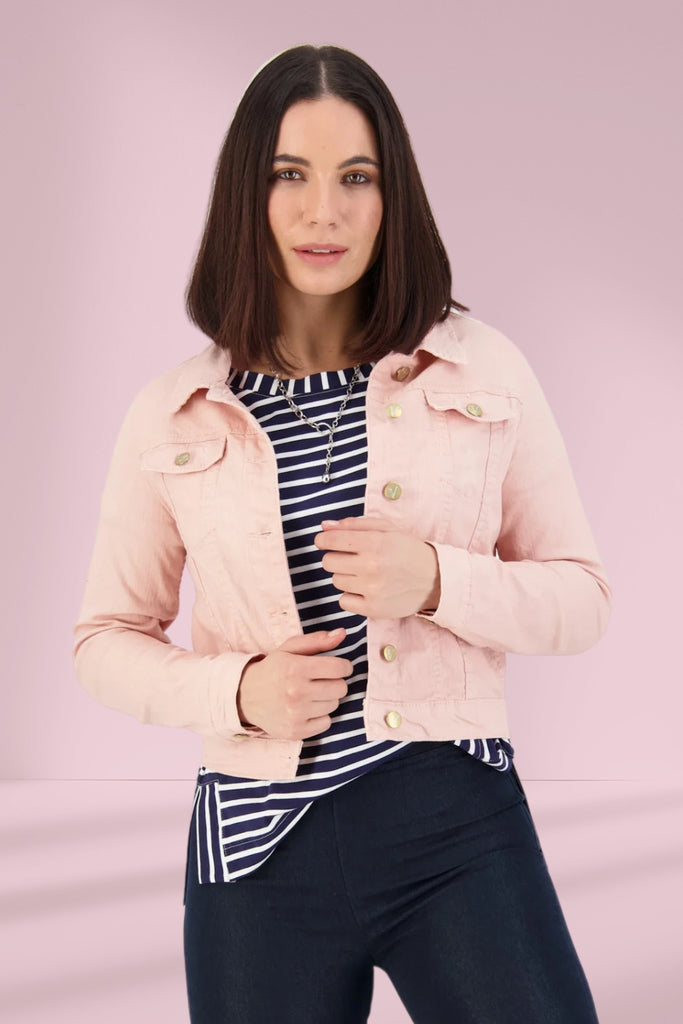 Vassalli Distressed Denim Jacket French Rose From BoxHill
