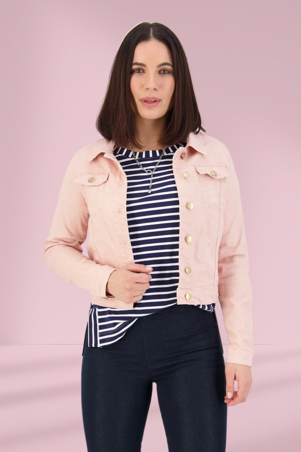 Vassalli Distressed Denim Jacket French Rose Vassalli