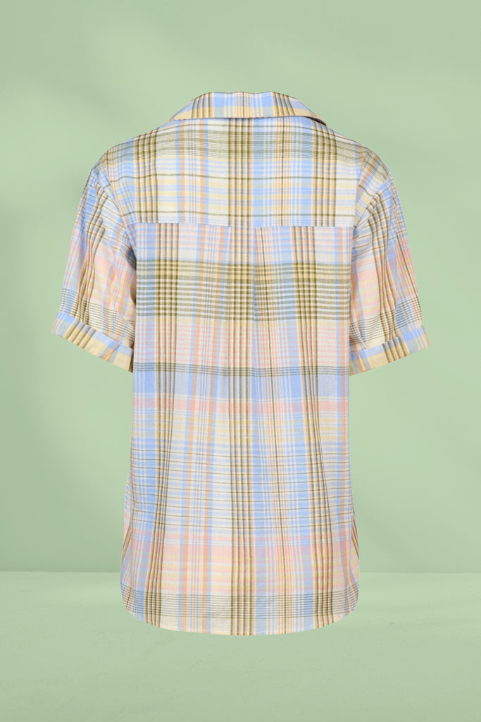 Vassalli Drop Shoulder Shirt Blue Check From BoxHill