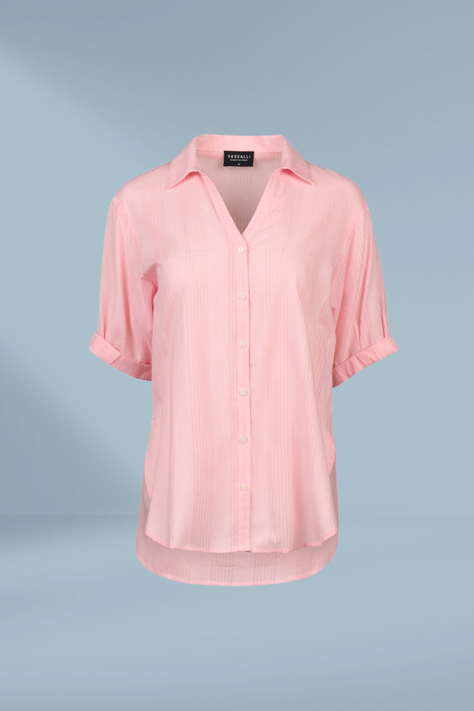 PRE-ORDER Vassalli Drop Shoulder Shirt Pink Stripe From BoxHill