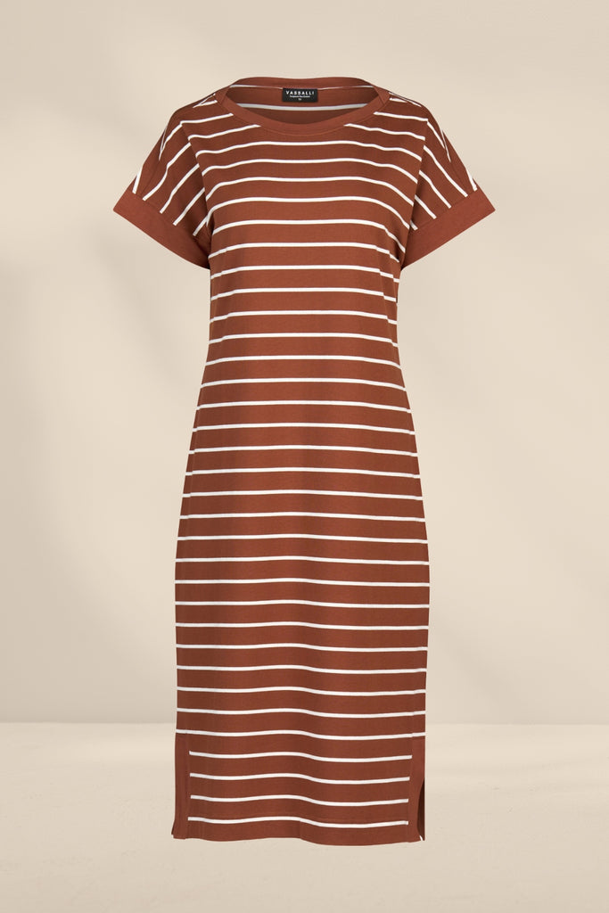 Vassalli Drop Sleeve T-shirt Dress Pecan Stripe From BoxHill