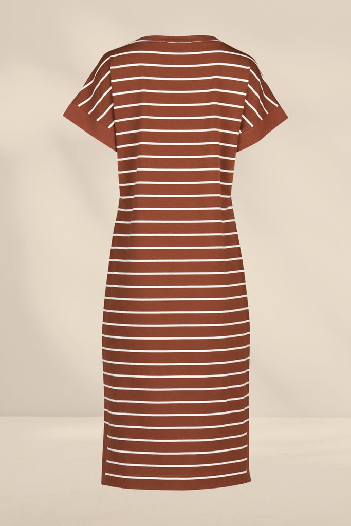 Vassalli Drop Sleeve T-shirt Dress Pecan Stripe From BoxHill