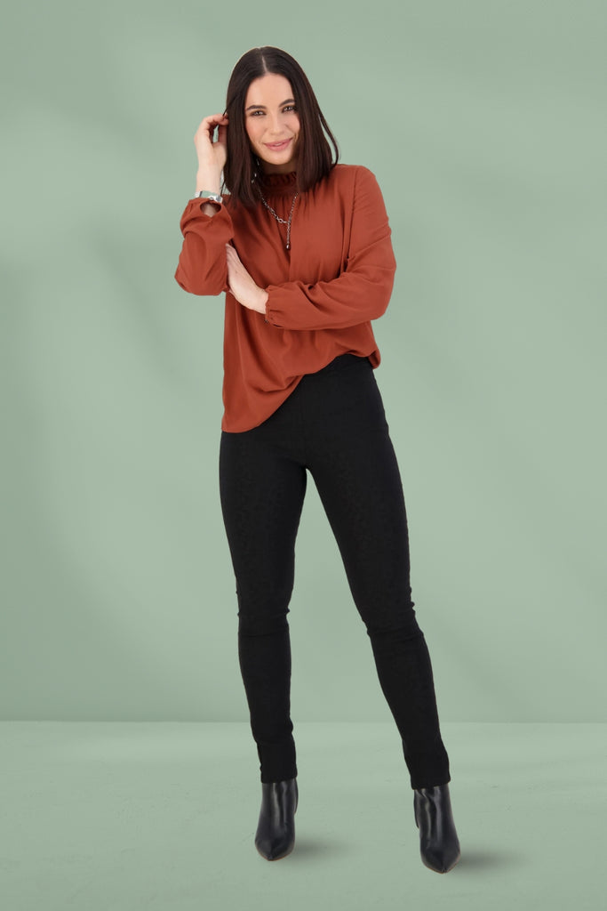 Vassalli Embossed Pull On Leggings Black From BoxHill