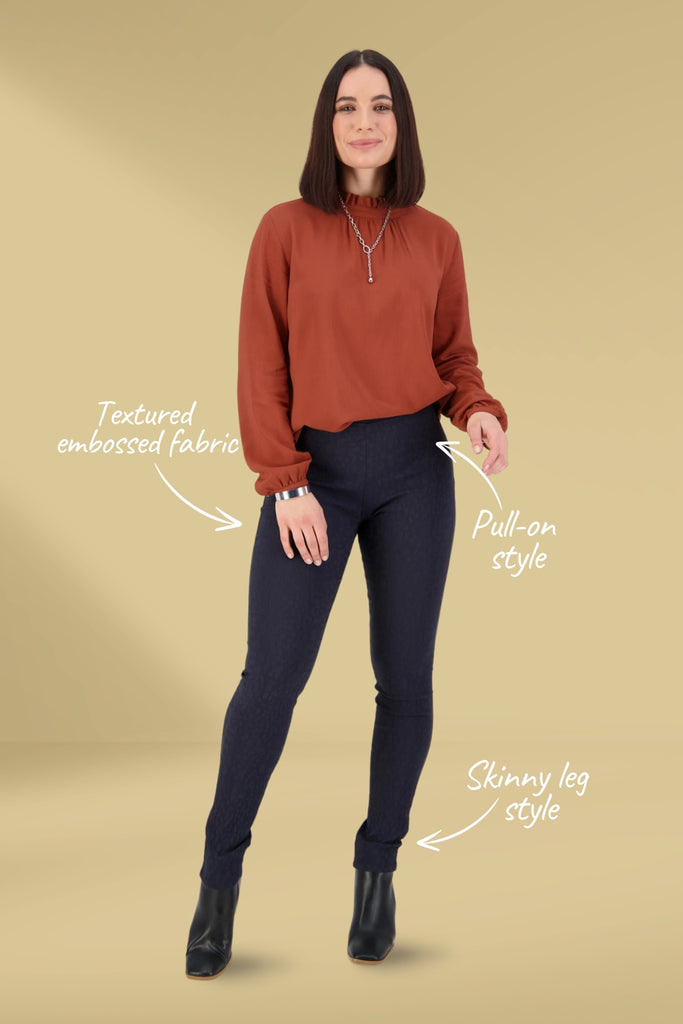 Vassalli Embossed Pull On Leggings Navy From BoxHill