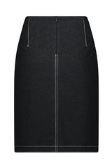 Vassalli Knee Length Skirt with Front Patch Pockets and Contrast Stitch Black From BoxHill