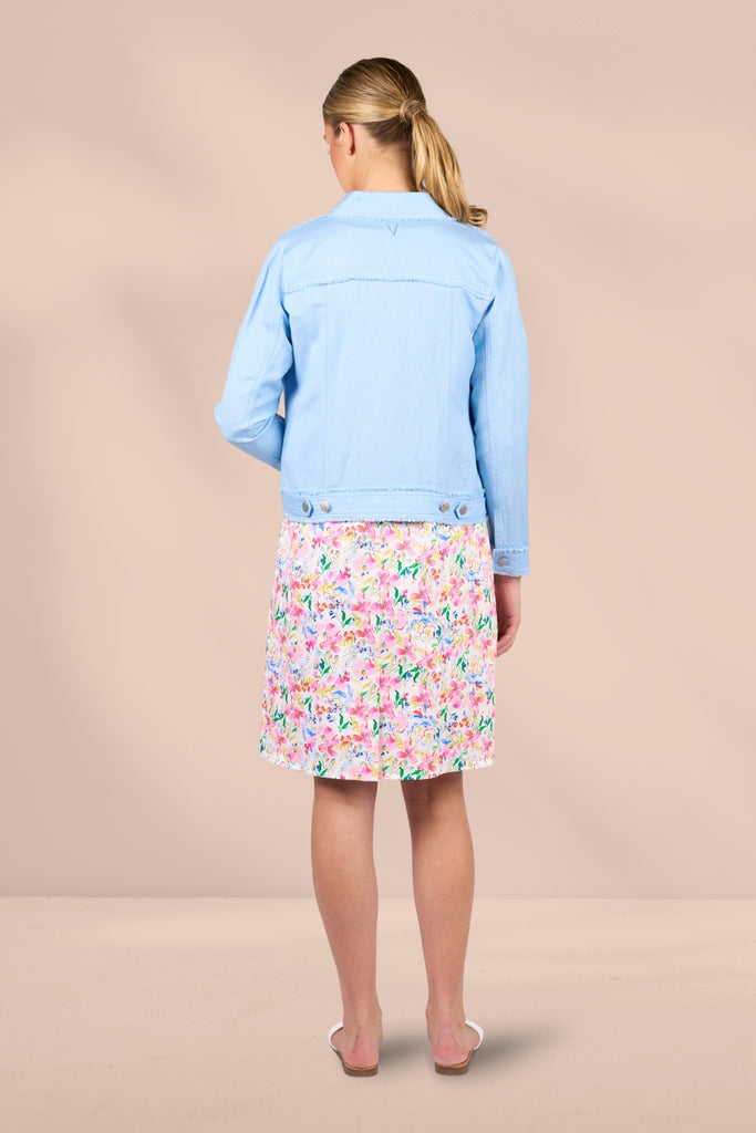 Vassalli Linen Jacket with Frayed Seams Sky Blue From BoxHill