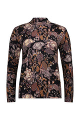 Vassalli Long Sleeve Printed Knit Top with High Neck Vintage From BoxHill