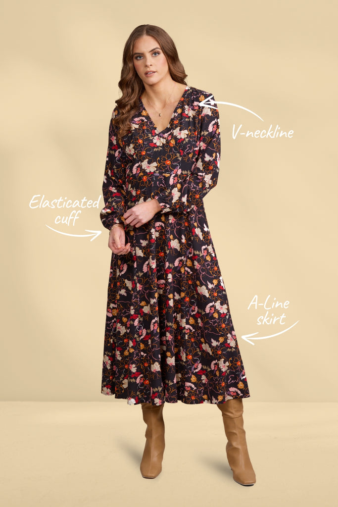 Vassalli Long Sleeve V Neck Dress Aston From BoxHill