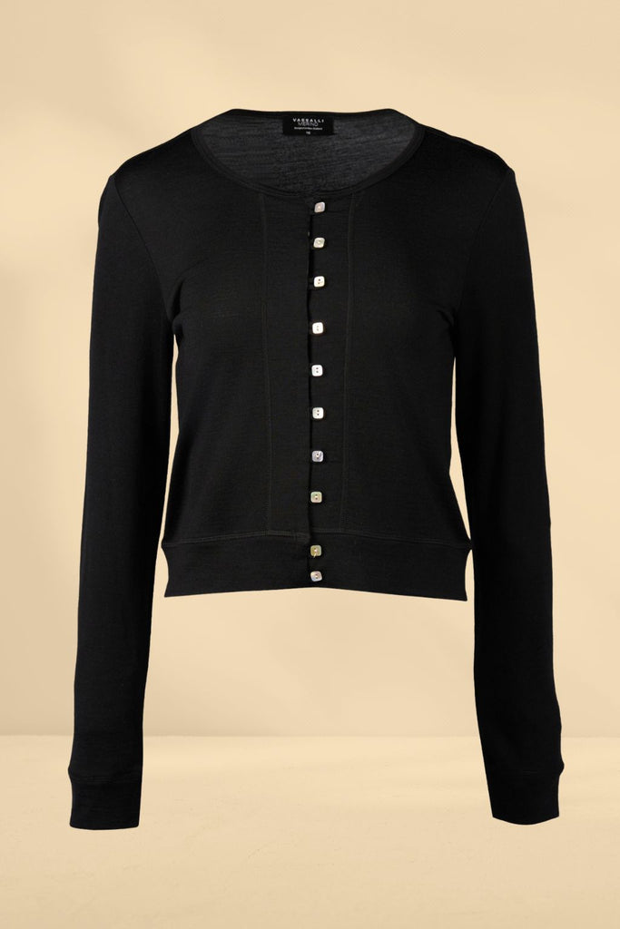 Vassalli Merino Cropped Cardi Black From BoxHill