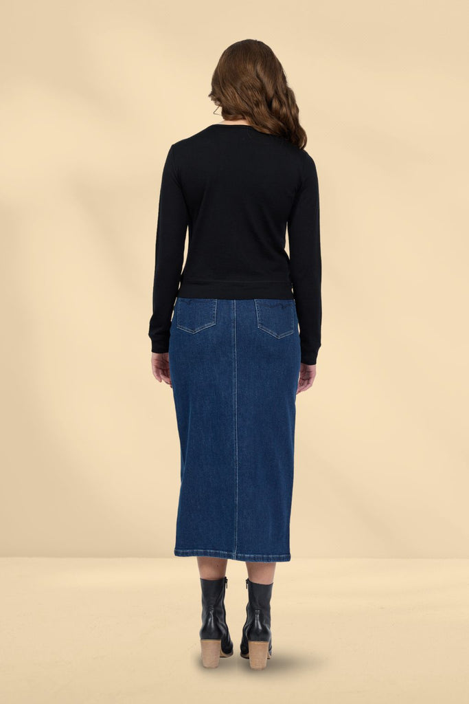 Vassalli Merino Cropped Cardi Black From BoxHill