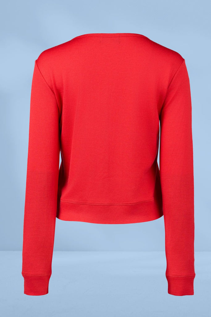Vassalli Merino Cropped Cardi Scarlet From BoxHill